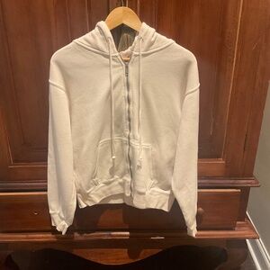 Brandy Melville Christy Cream Zip Up Hoodie S/M